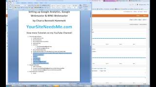 Setting up - Google Analytics - Google - Webmaster - BING - Webmast